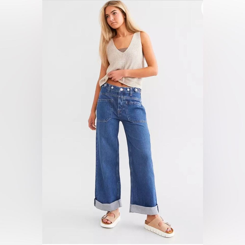 We the free Palmer Wide Leg Cuffed Jean tunnel vision womens 28 OB1824199